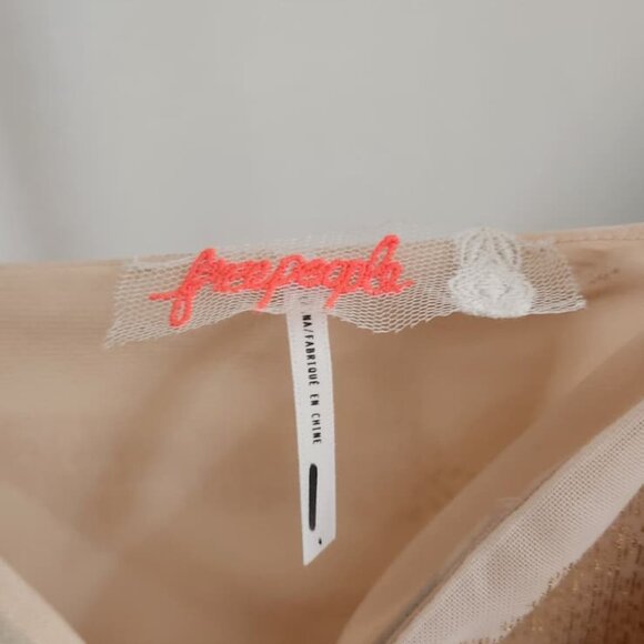 Free People Silk Wrap Slip Dress Small Gold Metallic Champagne Midi - Picture 3 of 7